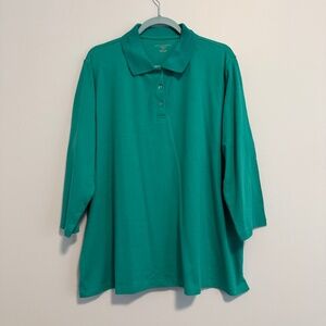 Appleseeds Women’s Plus 3/4  Sleeve Green Cotton Top‎ Size 2XL